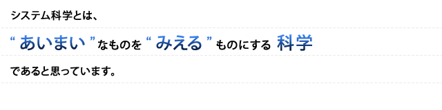 システム科学とは、“あいまい”なものを“みえる”ものにする科学であると思っています。